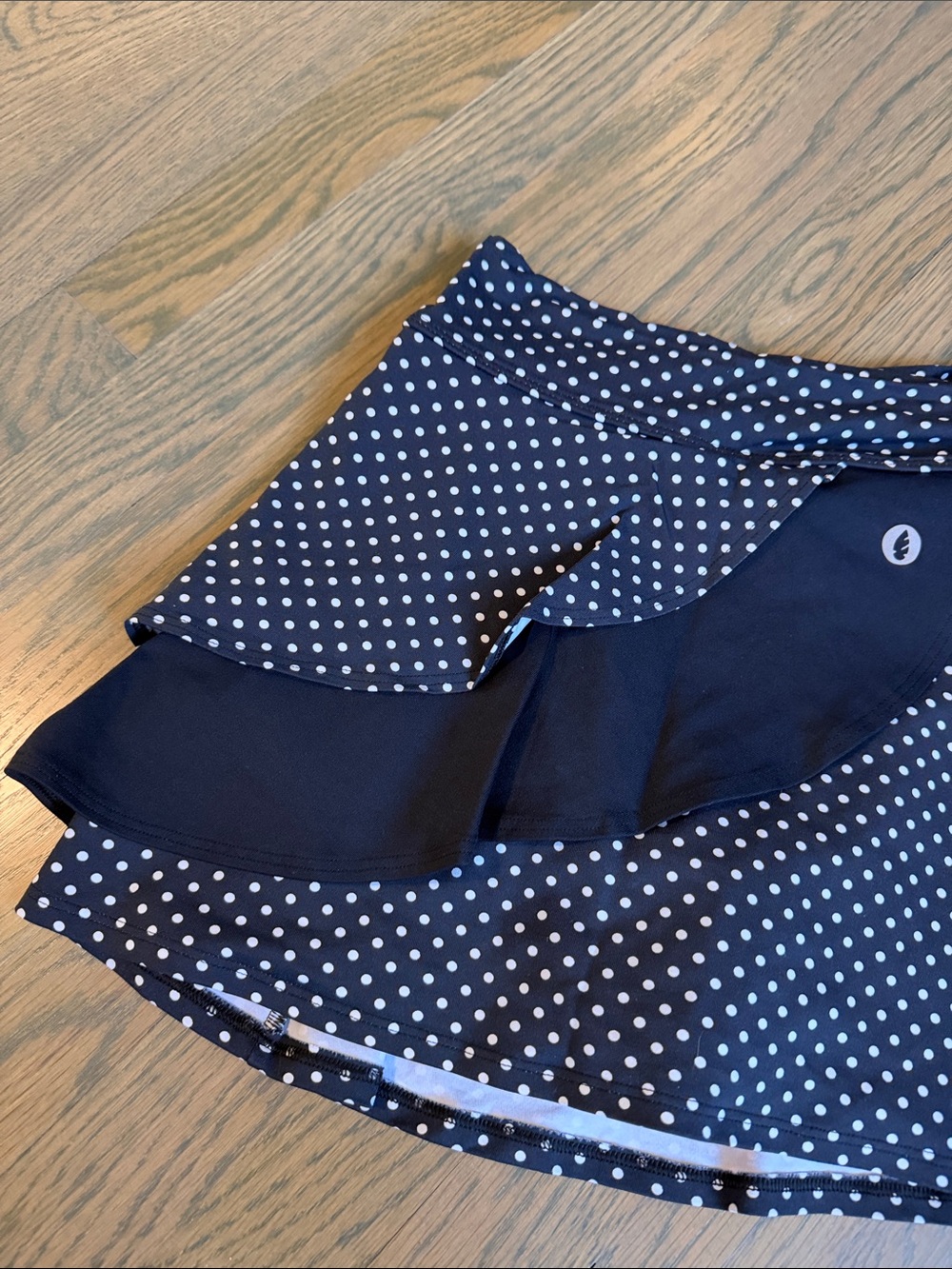 Polka Dot Ruffle Tennis Skirt in Black and White - Picture 3 of 6